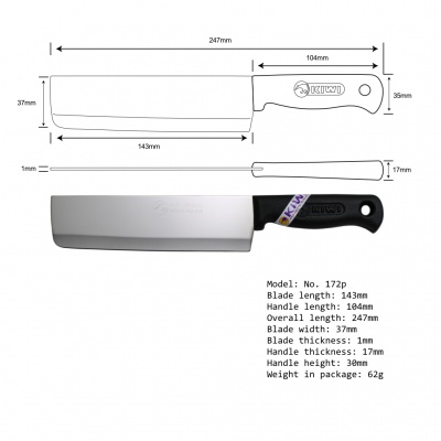 7'' Cook Cleaver Knife Plastic Handle