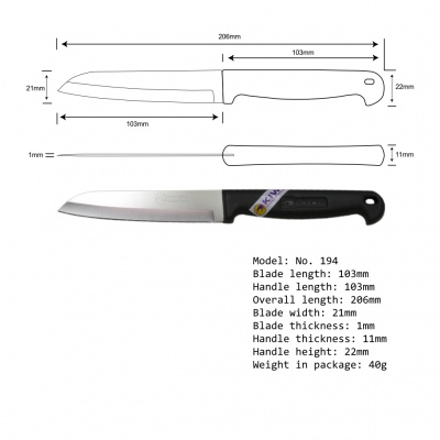 4'' Paring Knife Plastic Handle