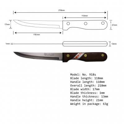5'' Steak Knife (Semi Serration) Wood Handle